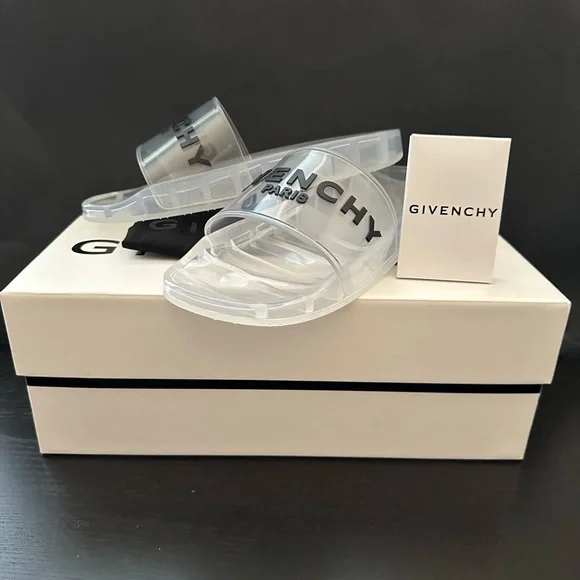 Givenchy Slides Sandals Transparent Clear Rubber - Picture 2 of 12